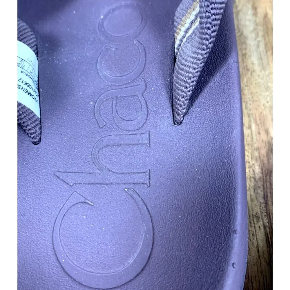 Chaco Classic Canvas Strap Beach Summer Flip Flops Sandals Women 7‎ Purple Gray